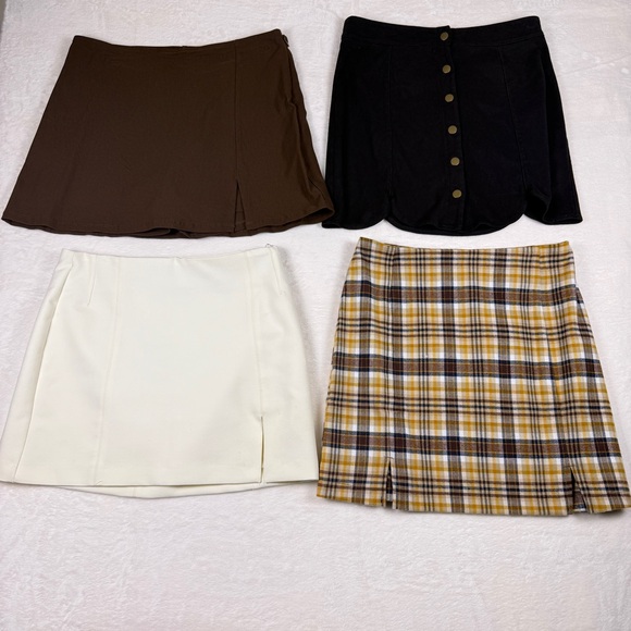 Mini Skirt Bundle - Brown Black White Plaid - Versatile and Stylish - Picture 1 of 5